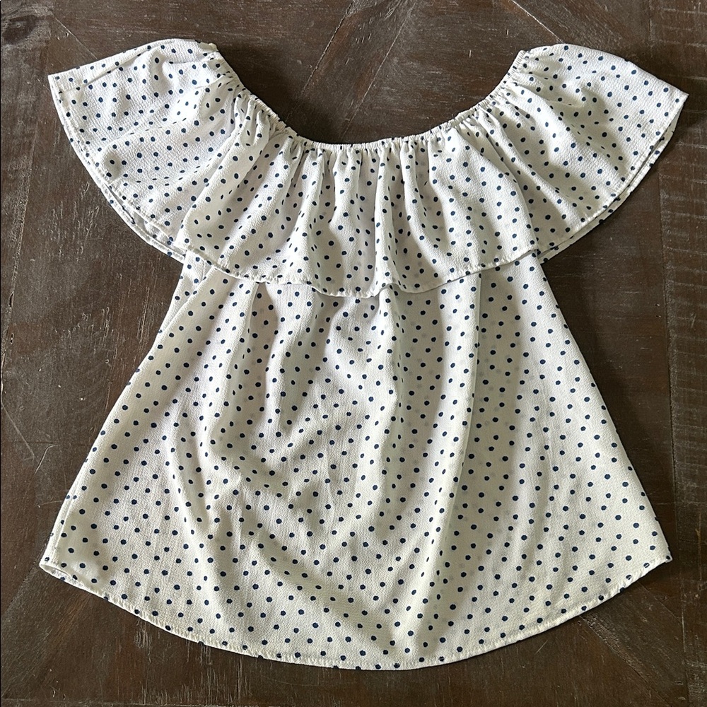 Le Lis White and Black Polka Dot Blouse